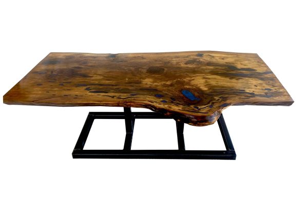 Spalted Elm Coffee Table with Blue-Green Epoxy Infill